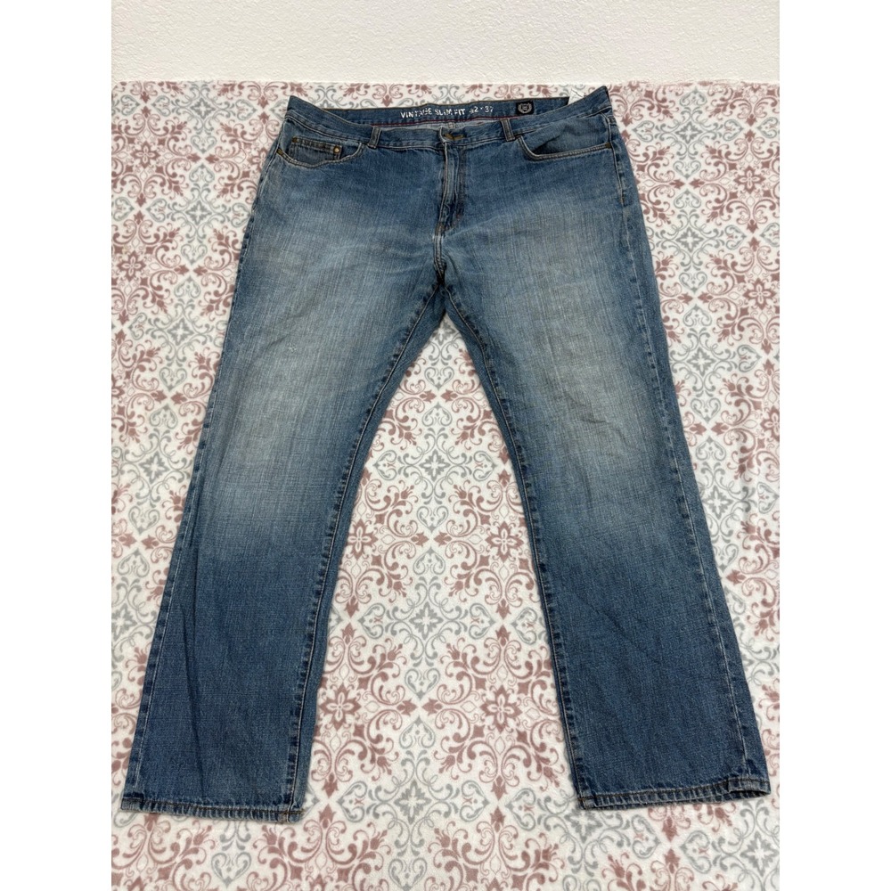Chaps Denim Mens Vintage Slim Fit Jeans 42x32 Medium Wash Blue 100% Cotton
